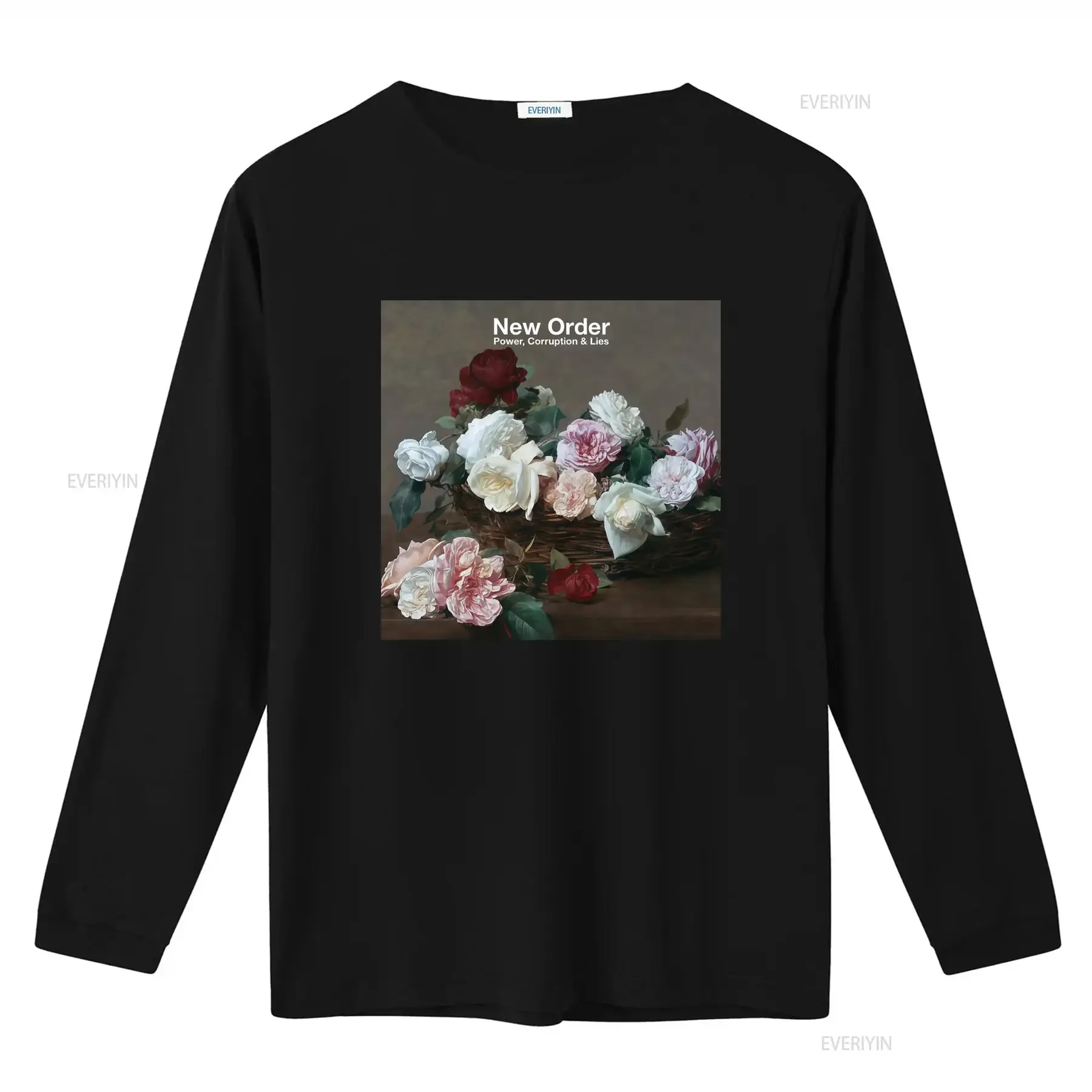 New Order Band T Shirt Bernard Sumner Stephen Morris Power Corruption Lies Floral Basket Design vintage Washed homme Stylish