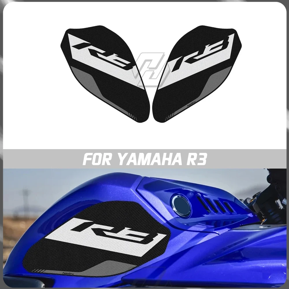 

For Yamaha R3 2019-2022 motorcycle side fuel tank anti slip and anti-wear modification accessories with black stickers