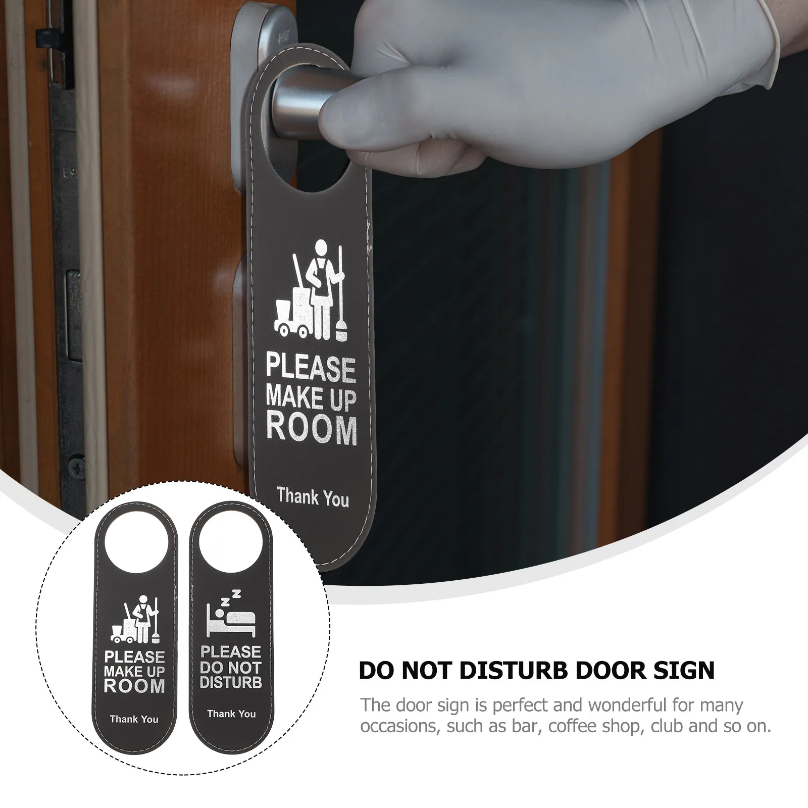 

2pcs Do Not Disturb Door Sign Hotel Hanging Double Side Make Up Privacy Sign for Bar Coffee Shop Club Modern