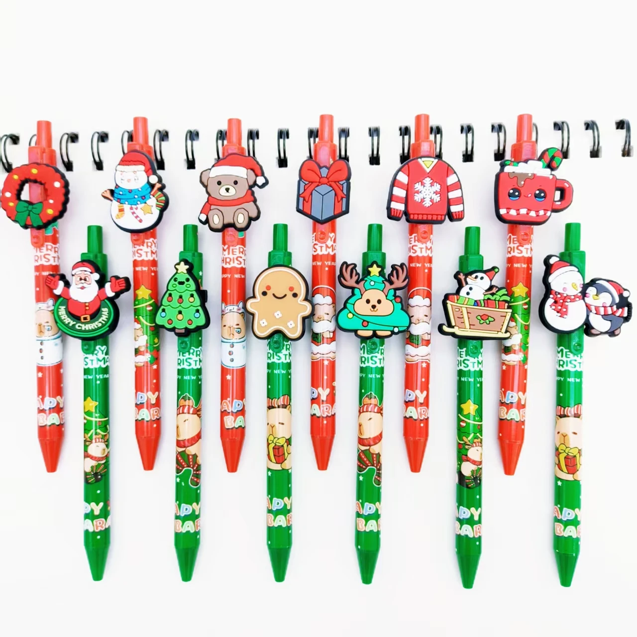 

12/24pcs Cute and Happy Christmas Elements Ballpoint Pen Christmas Theme Ballpoint Pen Creative Design Pen Holder Ballpoint Pen
