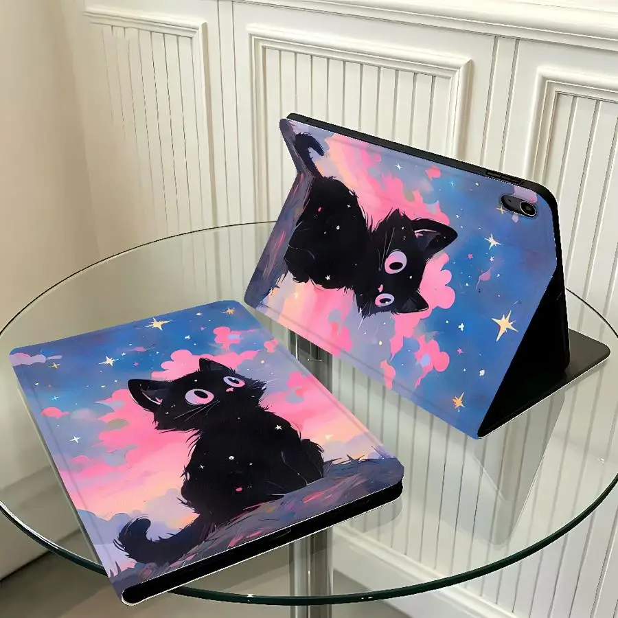 Sky Starry Night Cat Case for Samsung Galaxy Tab A9Plus S11 A7 Lite S10FE A8 S9+ S10 Lite A11 S10 Plus S7 S8+ S9 FE With Pencil - view 2