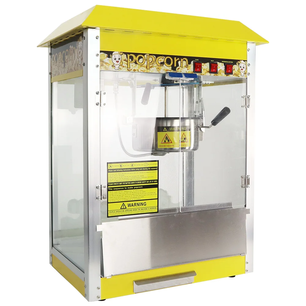 Striking yellow industrial popcorn machine maker for 220v commercial