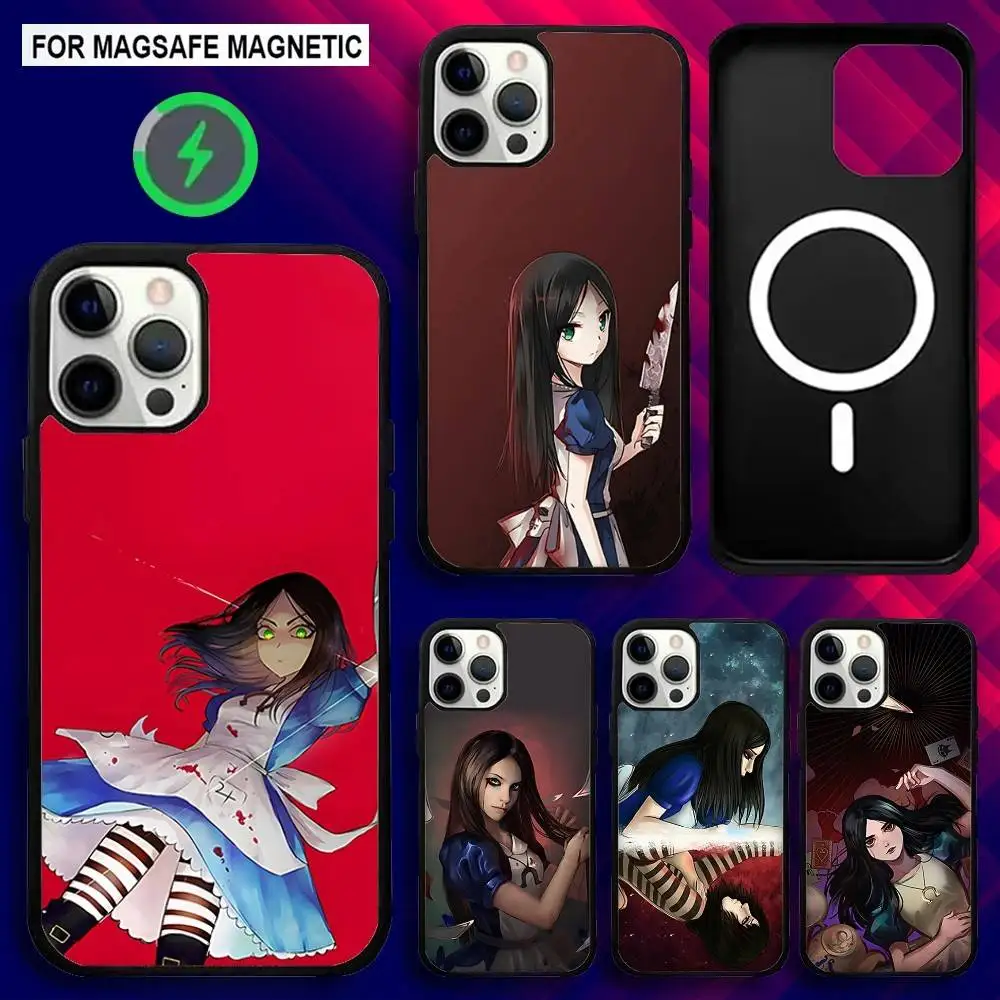 

Game A-Alice Madnes Return Phone Case For iPhone 17,16,15,14,13,12,11,Pro,Max,Plus,Mini,SE4,E Magnetic Magsafe Wireless Charging