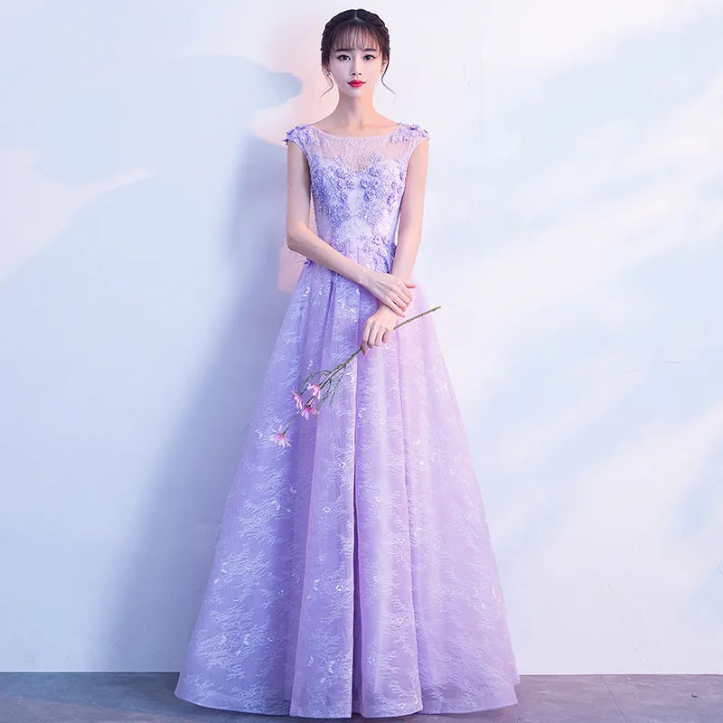 

Evening Female Purple Banquet Temperament Dress Socialite Presiding Chorus Performance Vestidos Para Mujer Fiesta Elegante