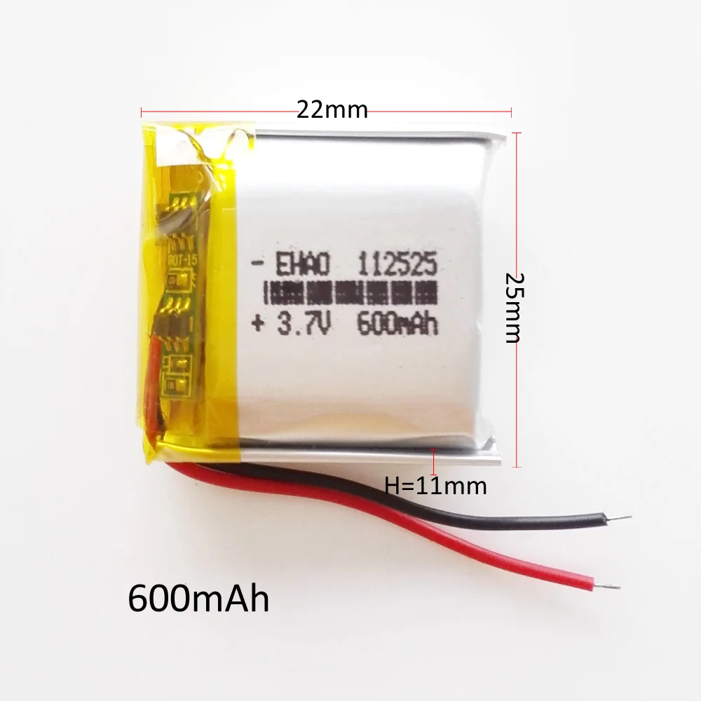 5 PCS 3.7V 600MAh แบตเตอรี่ลิเธียมโพลิเมอร์ LiPo แบตเตอรี่แบบชาร์จไฟได้112525สำหรับ Mp3กล้องบลูทูธ GPS มือถืออิเล็กทรอนิกส์ Part