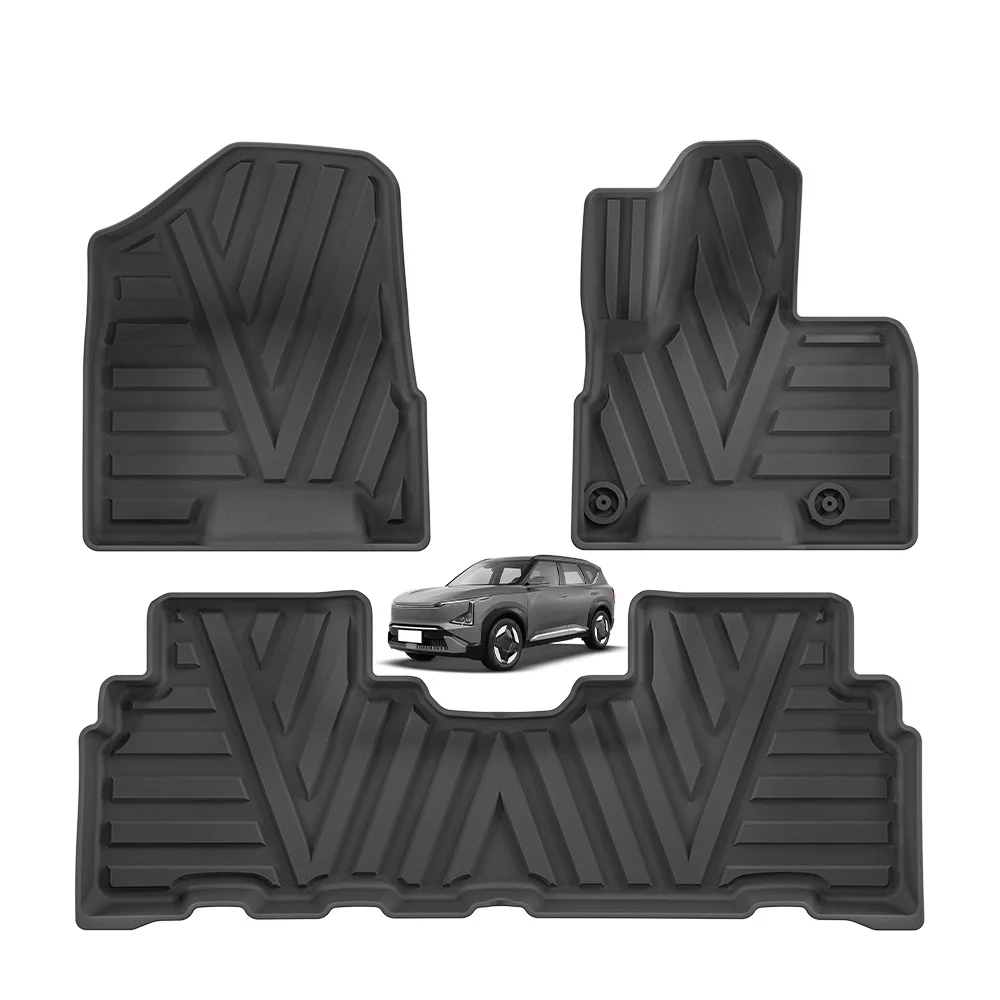 LUCKEASY RHD for Kia EV5 EV 2023 - 2025 Right Hand Drive Car Floor Mats Cargo Liner Trunk Pad TPE 3D Foot Mat Accessories BLACK