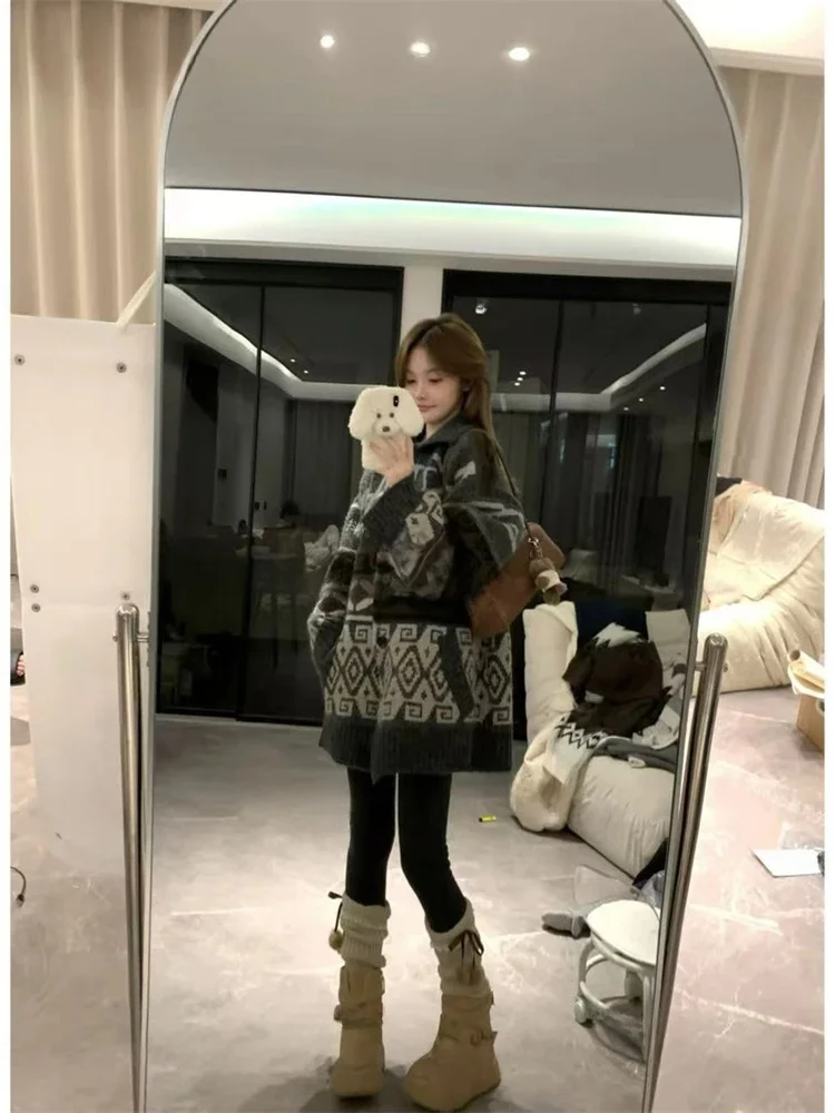 

Artistic Knitted Open Cardigan Women's Spring Faion Original Design High Quali Long Sve Casual Sle Color Sweater