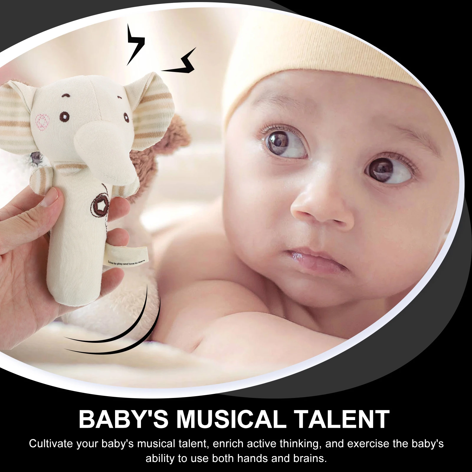 2pcs Baby Hand Bells Premium Music Stuffed Cotton Toddler Rattle Soothe Playthings Car Home Office Use Crinkly Sound