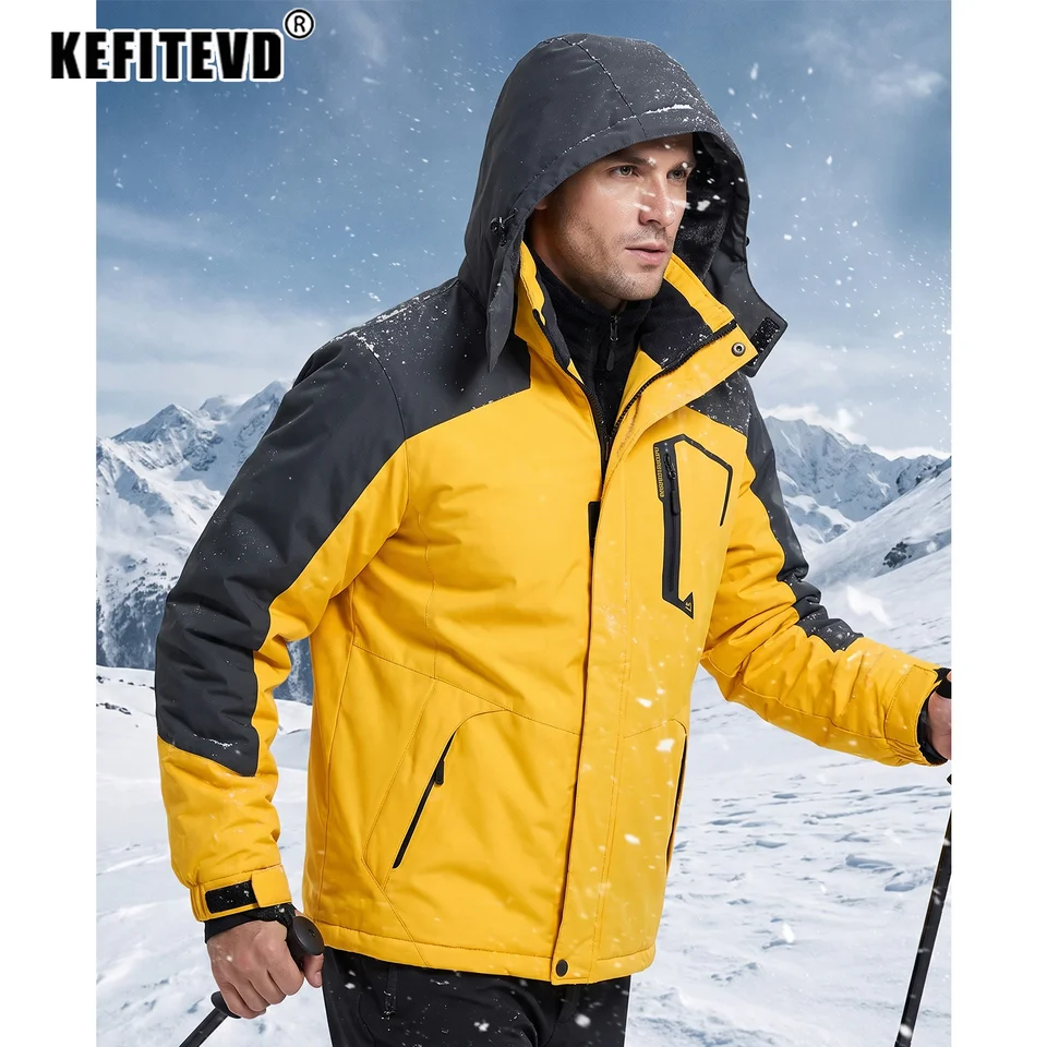 Men's Waterproof Ski Jacket Winter Hooded Parka