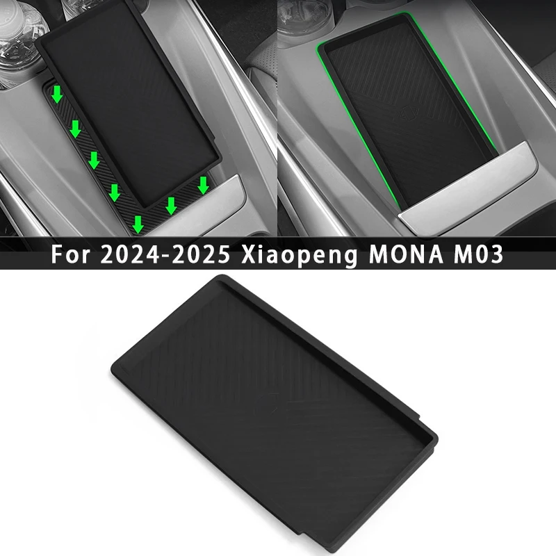 

For Xiaopeng MONA M03 2024-2025 Wireless Charging Anti-Slip Mats Silicone Car Phone Non-slip Charger Protective Pad Accessories