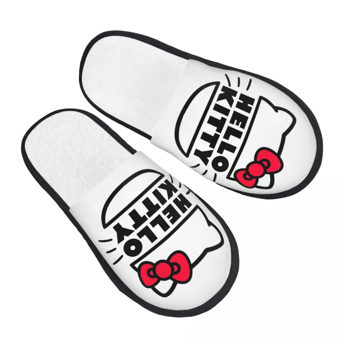 Winter Home Cotton Slippers Sanrio Hello Kitty Merch Household Fur Slides Slippers Living Room Cozy Non-skid Slides