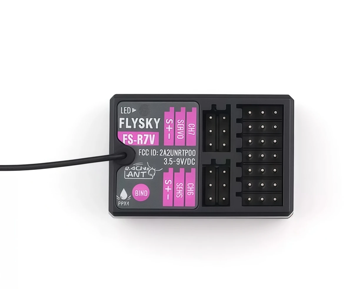 FLYSKY FS‑R7V 7CH 2.4G ANT Protocol Receiver Built‑in Gyro Gyroscope For FS‑G7P RC Car Boat With Voltage Telemetry