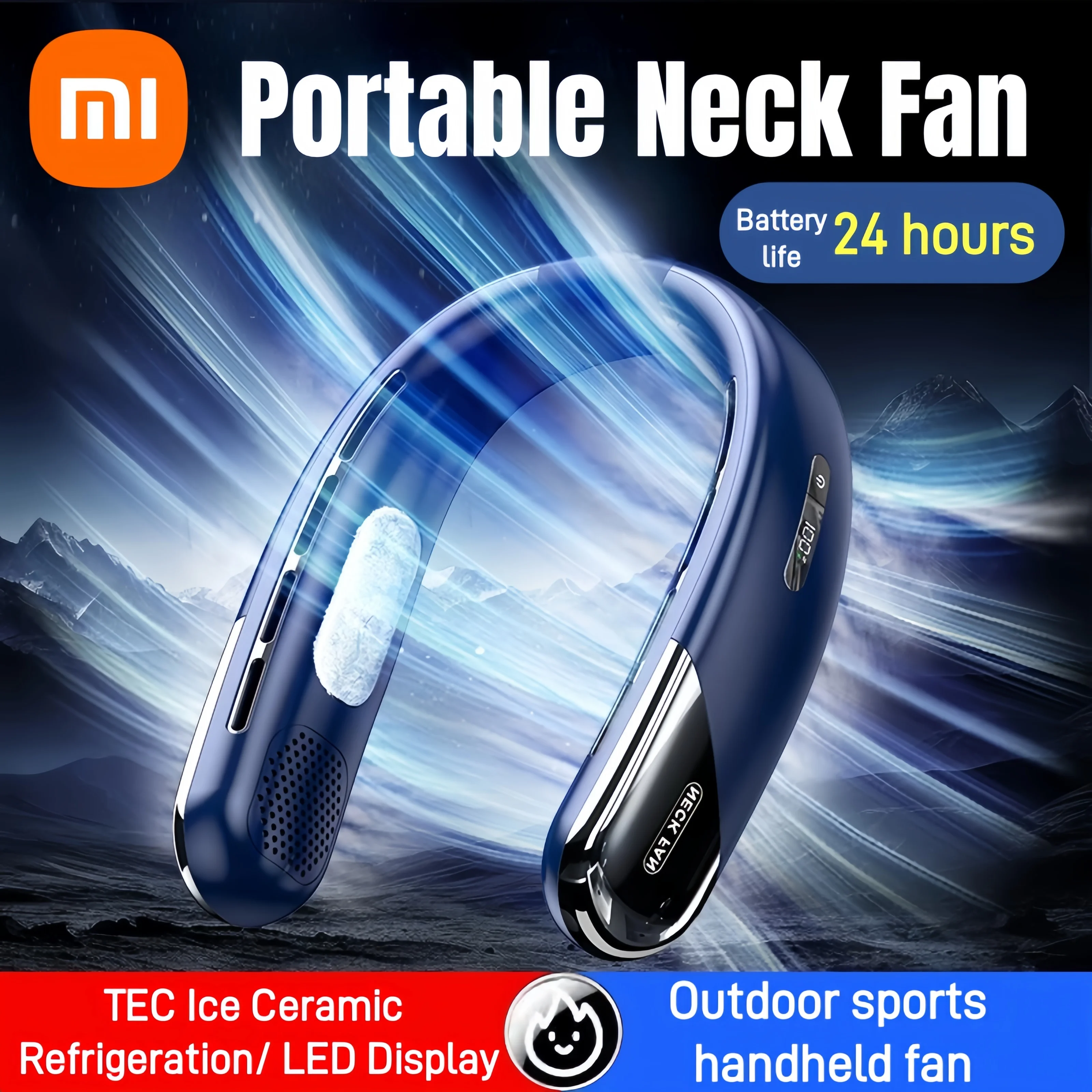 Xiaomi Upgrade Hands Free Neck Fan 24H Cooling 55dB Ultra Quiet Bladeless for Outdoor Travel Sports Office Safe for Kids Adults