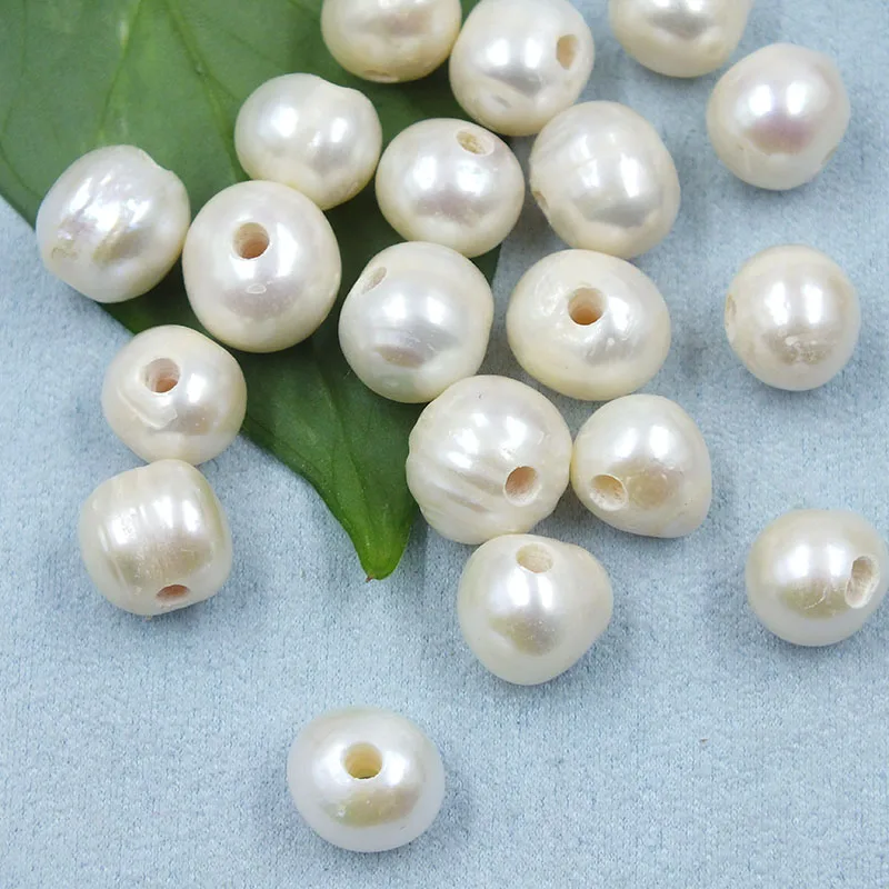 Wholesale 100pcs 12-13mm white Freshwater Hole 2.5mm Cultured pearl Macroporous beads