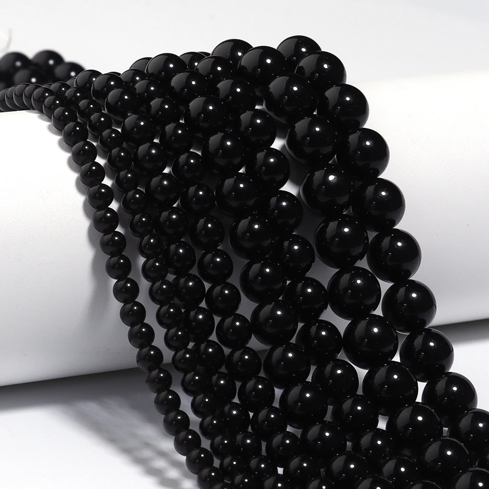 4/6/8/10/12mm Natural Stone Beads Black Obsidian Beads Round Loose Spacer Bead For DIY Jewelry Making Bracelet Wholesale view 4