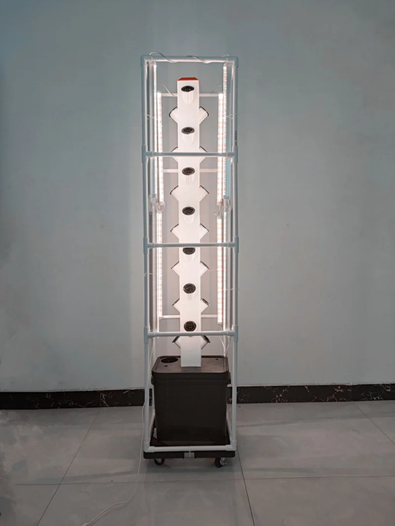 28 Plants Hydroponic Growing Tower, Indoor Outdoor Vertical Garden Kit with LED Lights & Timer & Seeding Tray for Herb Vegtables
