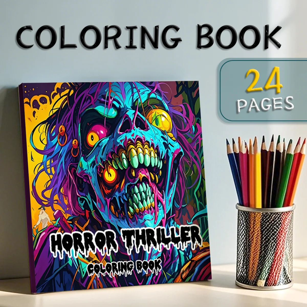 Kühlendes Horror-Malbuch für Erwachsene, spannende Themenillustrationen für kreative Entspannung, einzigartige Kunsttherapie zum Ausmalen