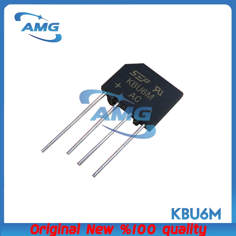 10PCS KBU6M flat bridge rectifier bridge stack rectifier bridge 1000V