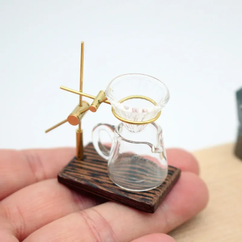 1 zestaw ręcznie parzony uchwyt na kawę Mini szklane garnek dla lalek 1:12 miniaturowa scena kuchenna 1:6 Model akcesoria dla lalek
