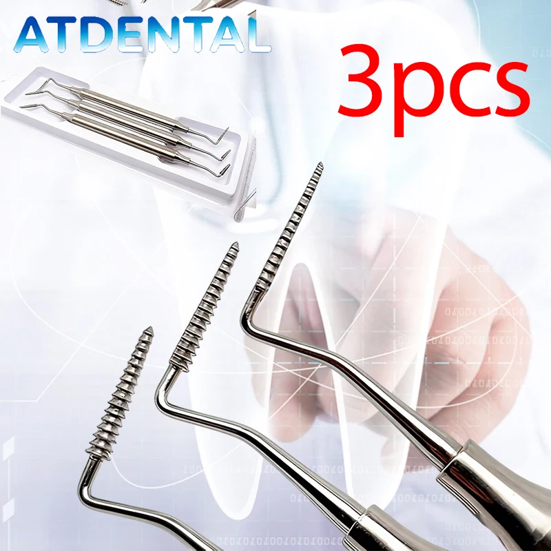 

Набор из 3 стоматологических пародонтальных костных файлов 2-в-1 с автоклавируемыми наконечниками из нержавеющей стали для корневых каналов