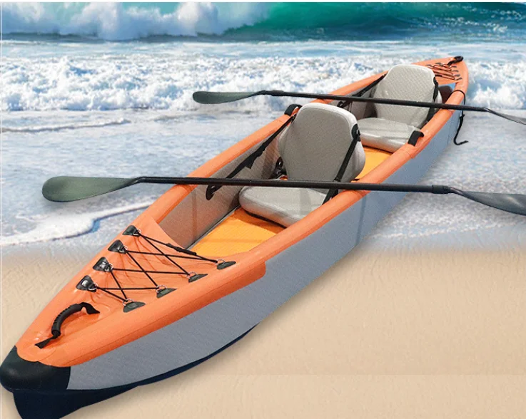 قارب كاياك قابل للنفخ عالي الضغط في الهواء الطلق قارب التجديف كاياك مزدوج تجمع تهمة الزورق قارب التجديف