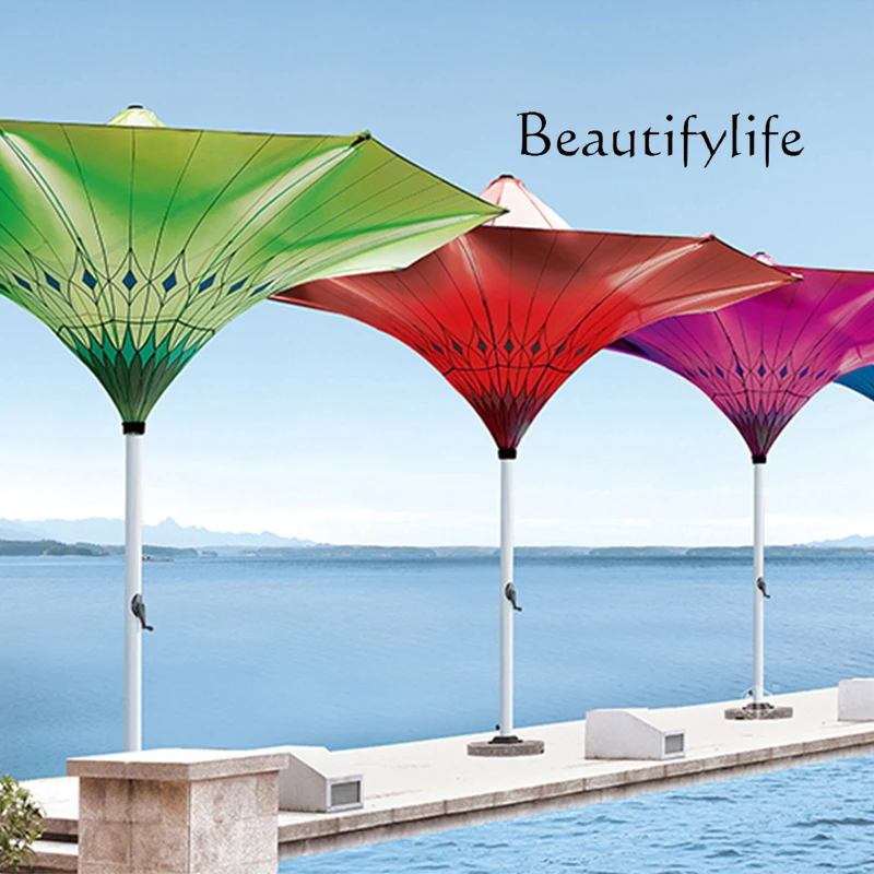 Outdoor shade Garden umbrella,  sun umbrella Outdoor hotel swimming pool Beach LED outdoor umbrella with light