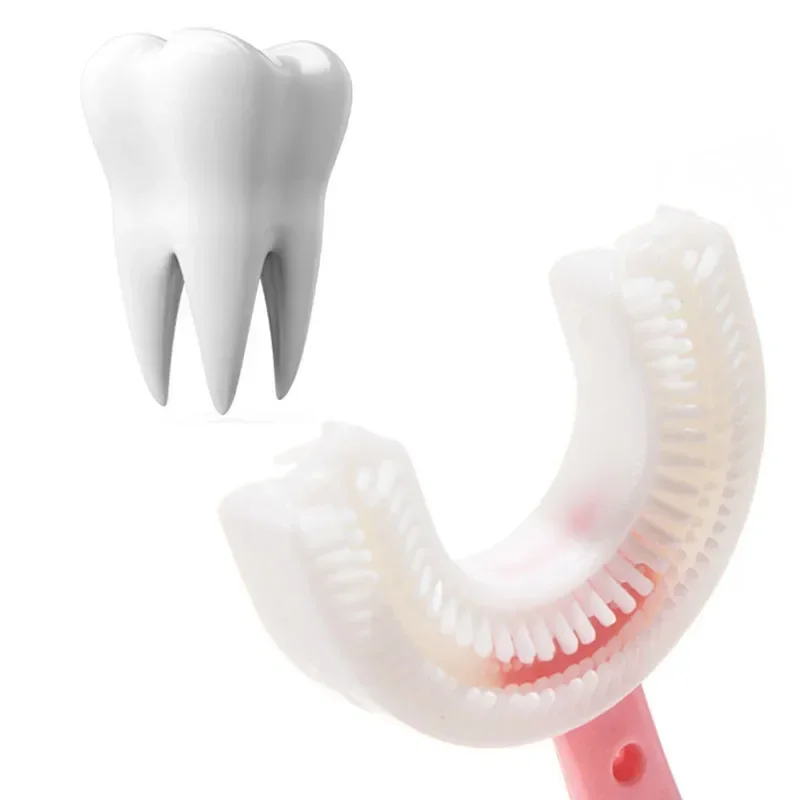 Spazzolino da denti per bambini bambini spazzolino da denti per bambini a forma di U a 360 gradi massaggiagengive spazzola per bambini in Silicone