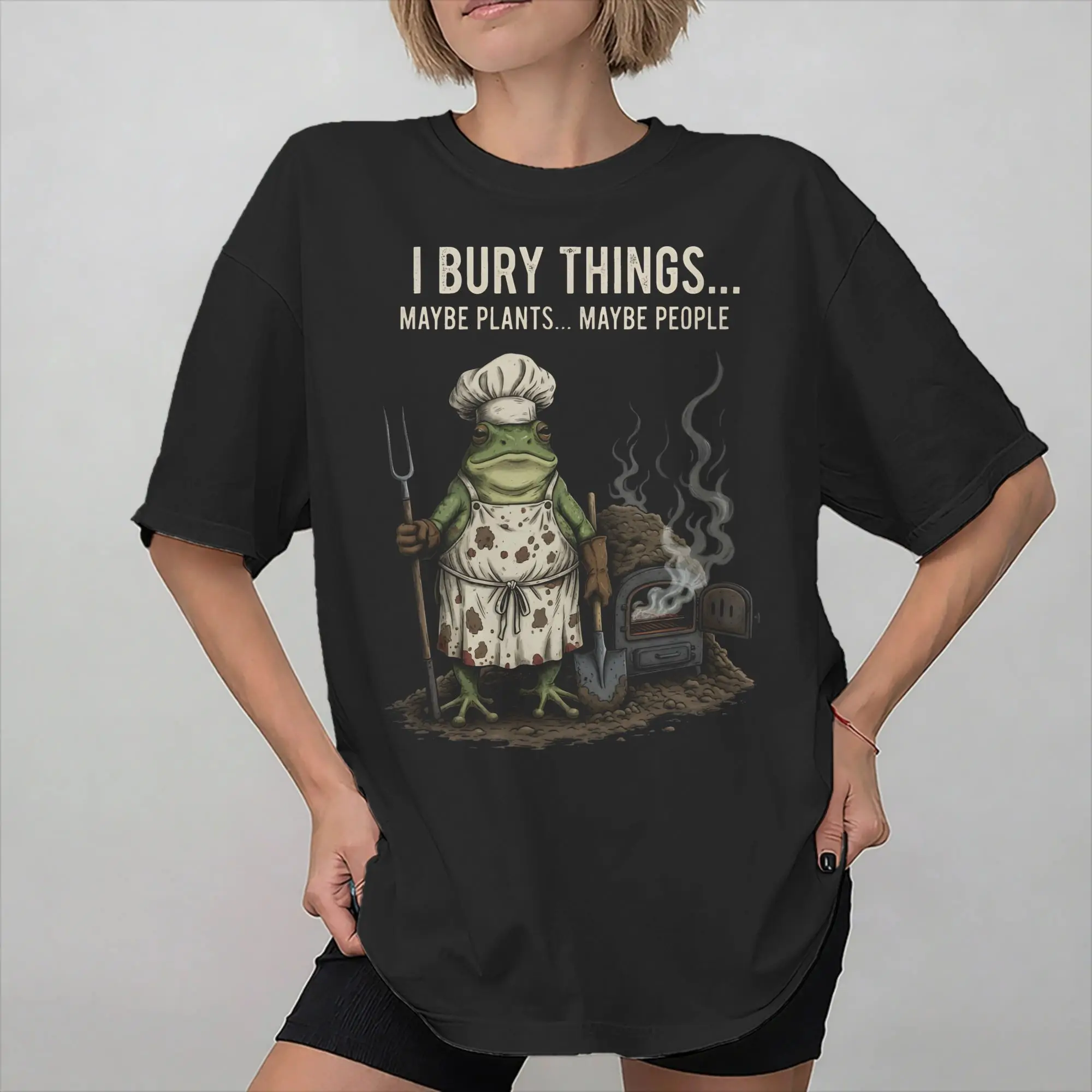 Summer I Bury Things Maybe Plants Maybe People Frog T Shirt for Men Women  Cotton Tee Shirt Short Sleeve Clothing