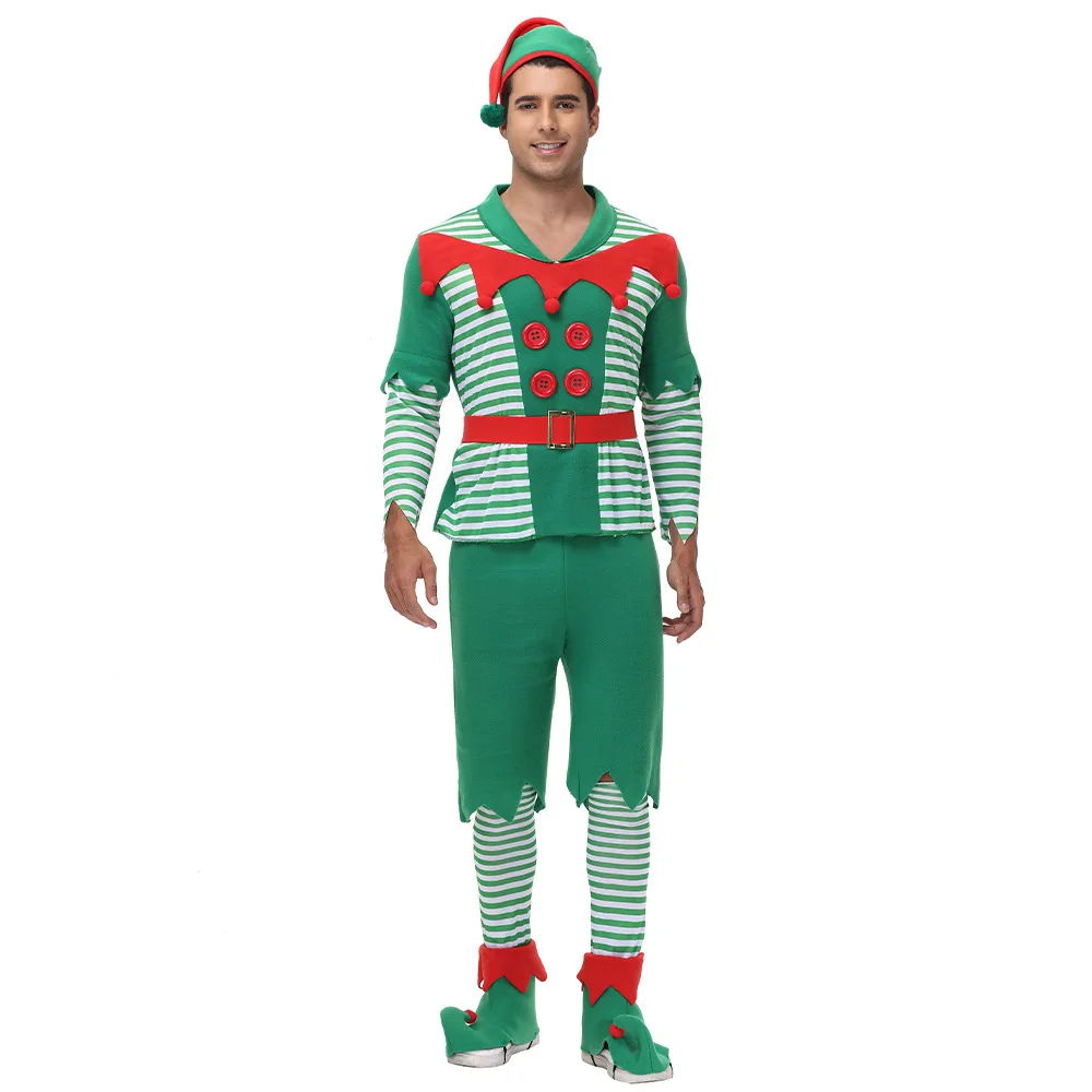 

Christmas Elf Performance Costume Christmas Outfit Performance Dress Striped Costume Role-playing Dress