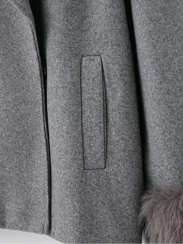 TFMLN 여성용 울 코트 우아한 퍼 칼라 루즈핏 패셔너블한 가을 겨울 신상 여성 캐주얼 솔리드 아우터웨어