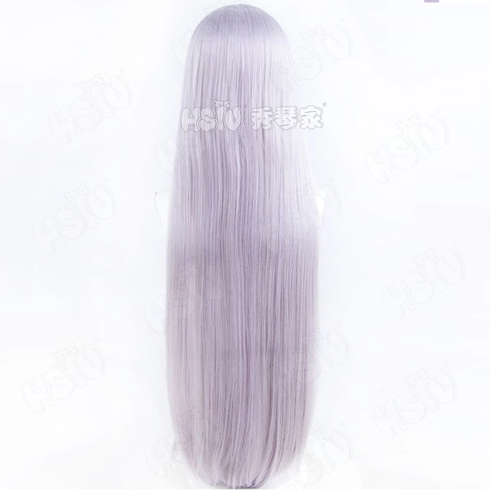 Perruque de Cosplay de l'Anime Kirigiri Kyoko, Cheveux Longs Gris Clair Violet, Perruque de Jeu