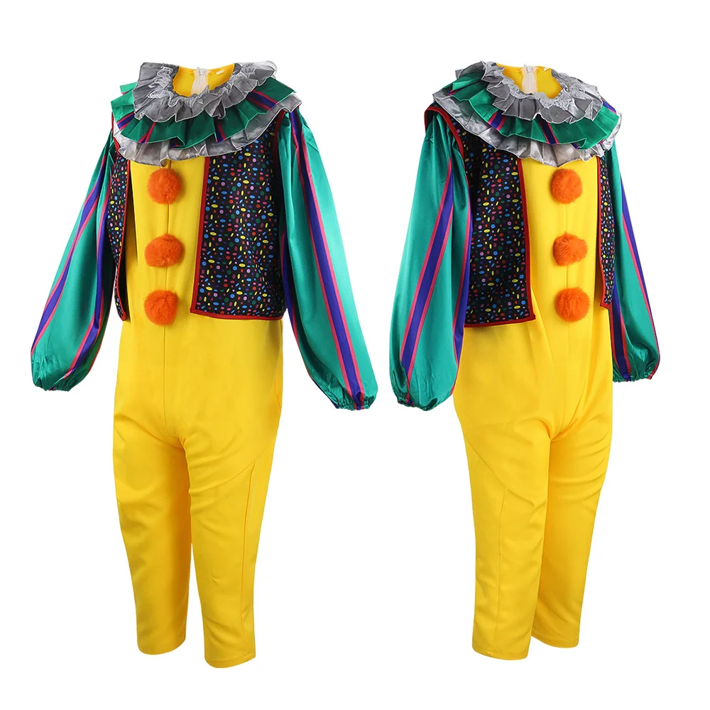 Stephen King\'s It Pennywise Cosplay Costume Clown Yellowe Joker Evil Horror Terror Halloween Coat Outwear Fancy Suit for Woman