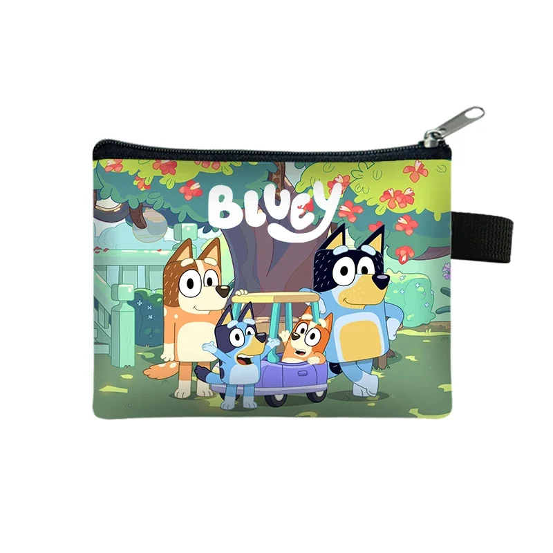 New Bluey Kids Cartoon Coin Purse Anime Cartoon Bluey Bingo Printed Coin Key Storage Bag Wallet Portable Card Holder Gifts