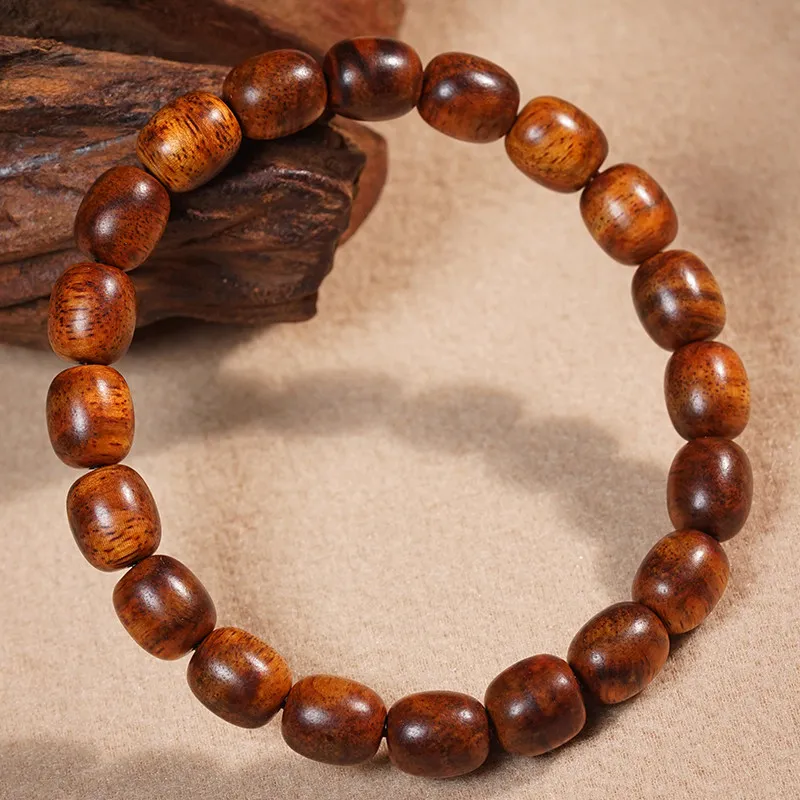Hainan Huanghuali Bracelet Small Jujube Beads Dalbergia Odorifera Buddhist Mala Wood Beads Wenwan Collectible Unisex for Women