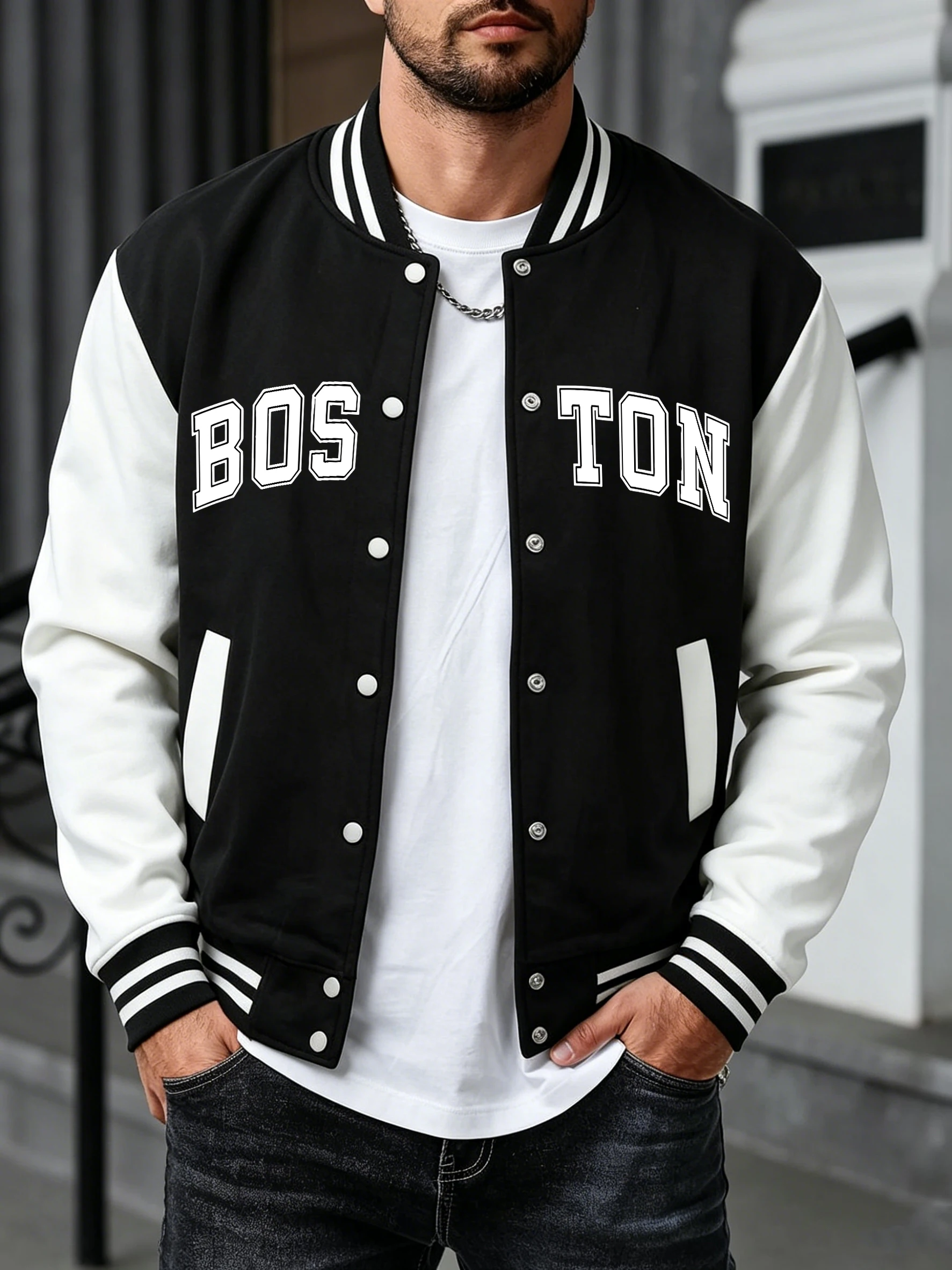 Keep Life Simple Pattern Men'S Baseball Jersey Sports Soft Jackets Loose High Street Clothing Autumn Winter Casual Clothes