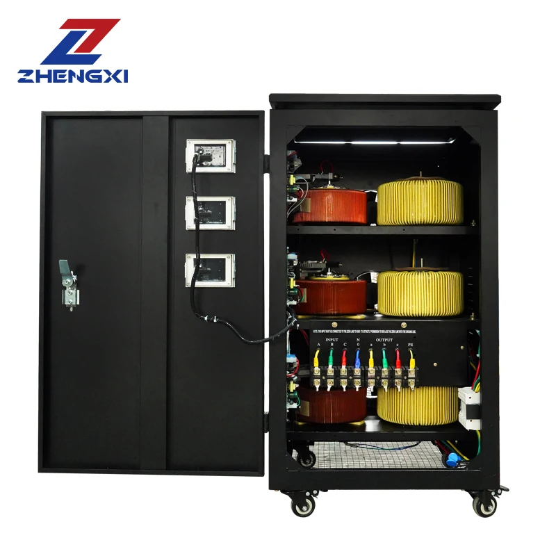 Three-Phase Automatic Voltage Regulators/Stabilizers 10KVA 20KVA 30KVA 50KVA 100KVA Range AC 380V Industrial Machines
