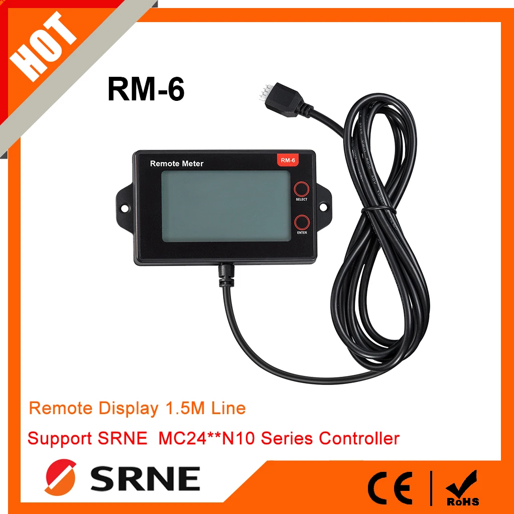 SRNE RM-6 Remote Display With Touch Function for MC Series Mppt Solar Controller With LCD Screen IP32 Waterproof Level