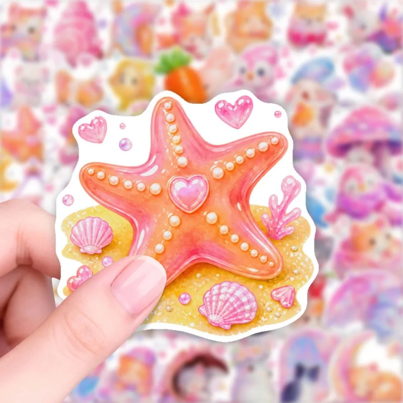 50pcs Ins Fairy Tale Watercolor Style Cartoon Animal Cute Pet Kitten Fox DIY Mobile Phone Case Handbook Material Sticker