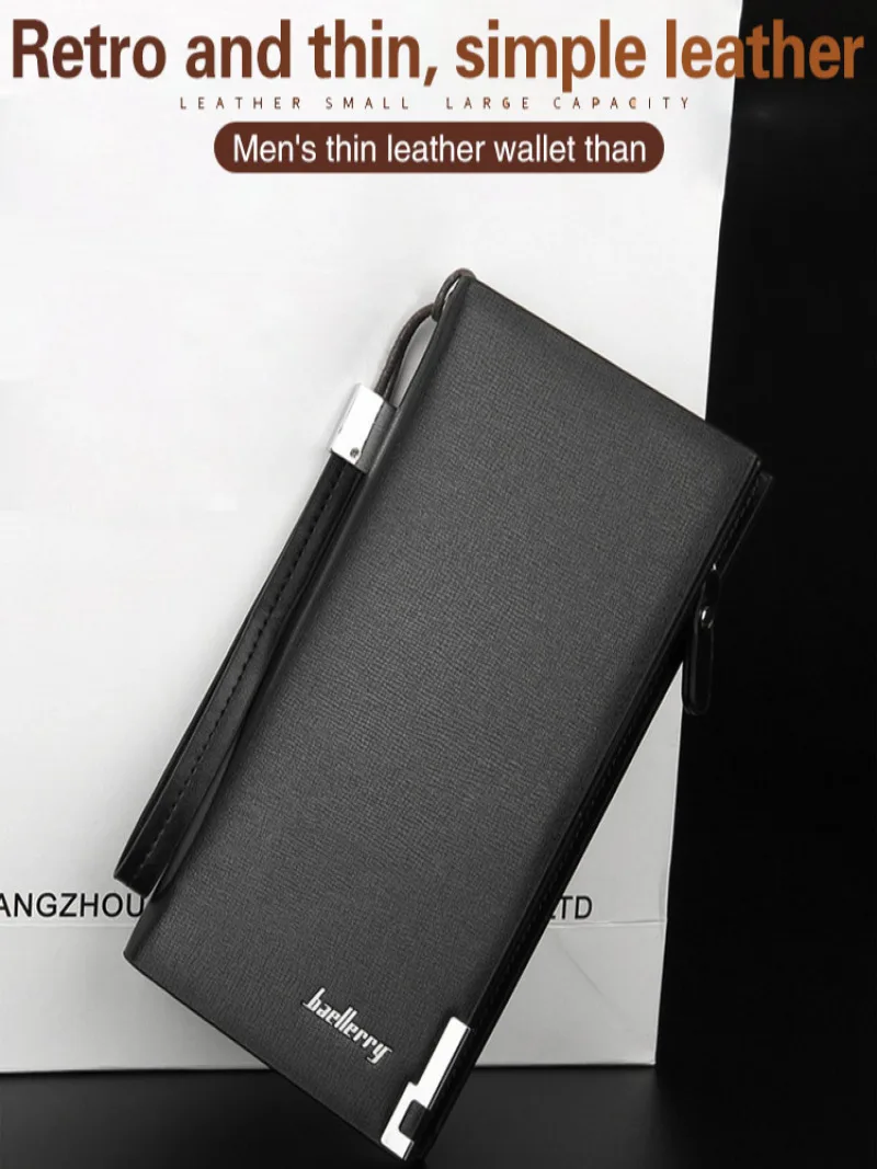 2024 الفاخرة العلامة التجارية الشهيرة محفظة طويلة محفظة الذكور محفظة كبيرة الرجال مفيد مخلب Portomonee Baellery الهاتف حقيبة المال السوار #3