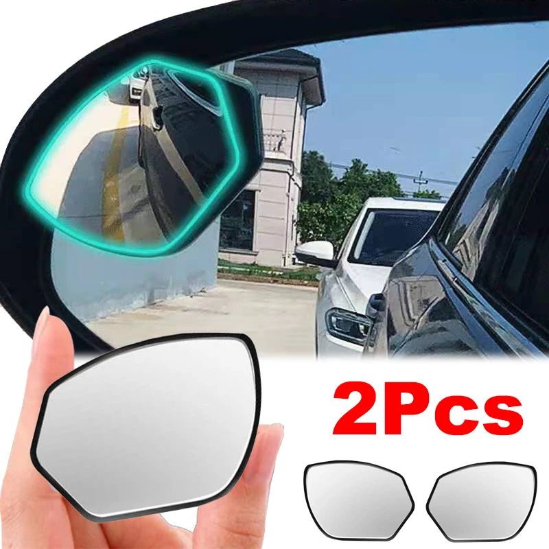 Car Blind Spot Mirrors Universal Auto Rainproof Anti-Fog Adjustable Angle Wide HD Glass Frameless Convex Rearview Mirror