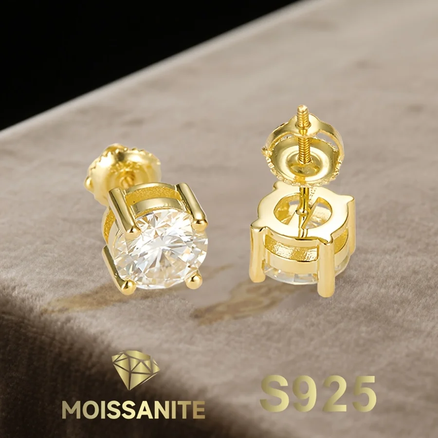 

Круглые серьги 7,5 мм с покрытием из 14-каратного золота, серьги с муассанитом, серебряные серьги S925 для женщин, помолвка с сертификатом Gra, новинка 2025 г.