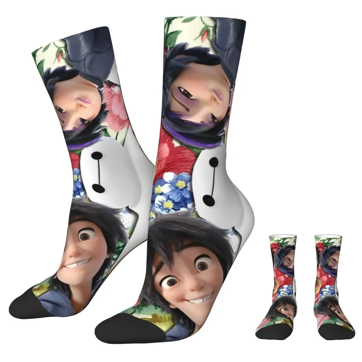 Calcetines para hombres y adultos B-Big Hero 6 medias de invierno divertidas calcetines medianos suaves calcetines antideslizantes para correr con gráficos