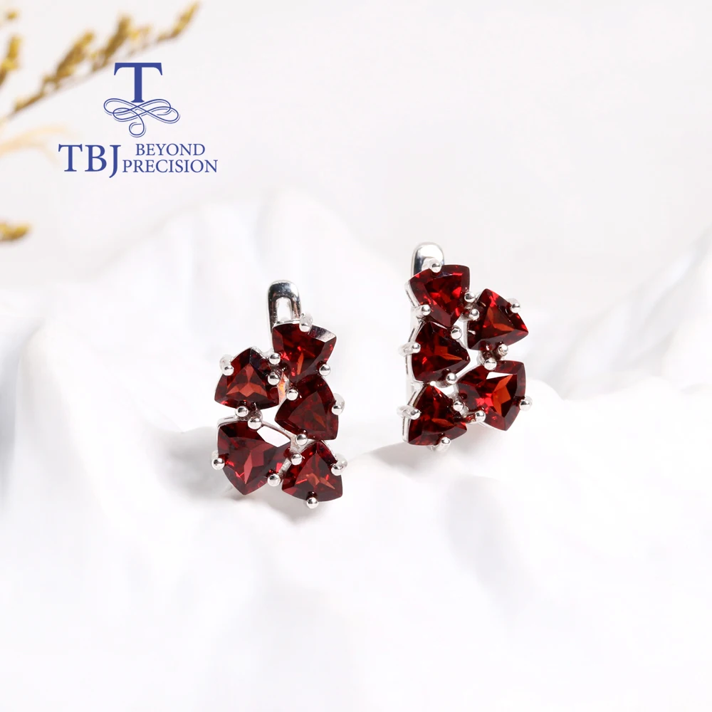 Gorgeous design January Birthstone Natural Garnet Earrings 925 sterling silver women's fine jewelry Anniversary & Holiday gift