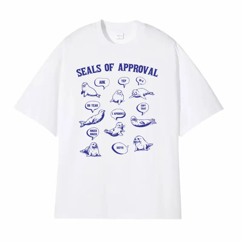 Seals of Approval Funny Meme Retro T-Shirt for Men Women Fashion Aesthetic 90s T-shirts Casual Cotton O-Neck Short Sleeve Tshirt