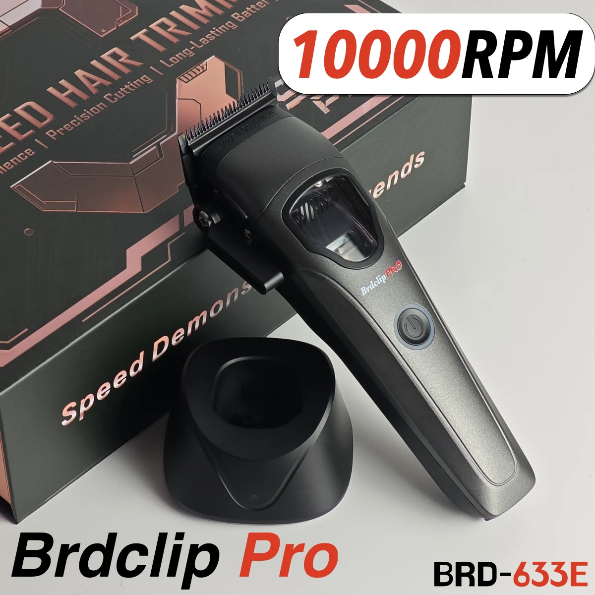 10000RPM BRD 633 Professional Electric Hair Clipper Magnetic Levitation Motor Hair Trimmer for Man with Base DLC Blade Barber