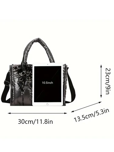Imagen 2 del producto Bolso de mano elegante para mujer con bufanda de seda, bolsos cruzados acolchados con acento para mujer, bolso de hombro acolchado informal de Color sólido para mujer