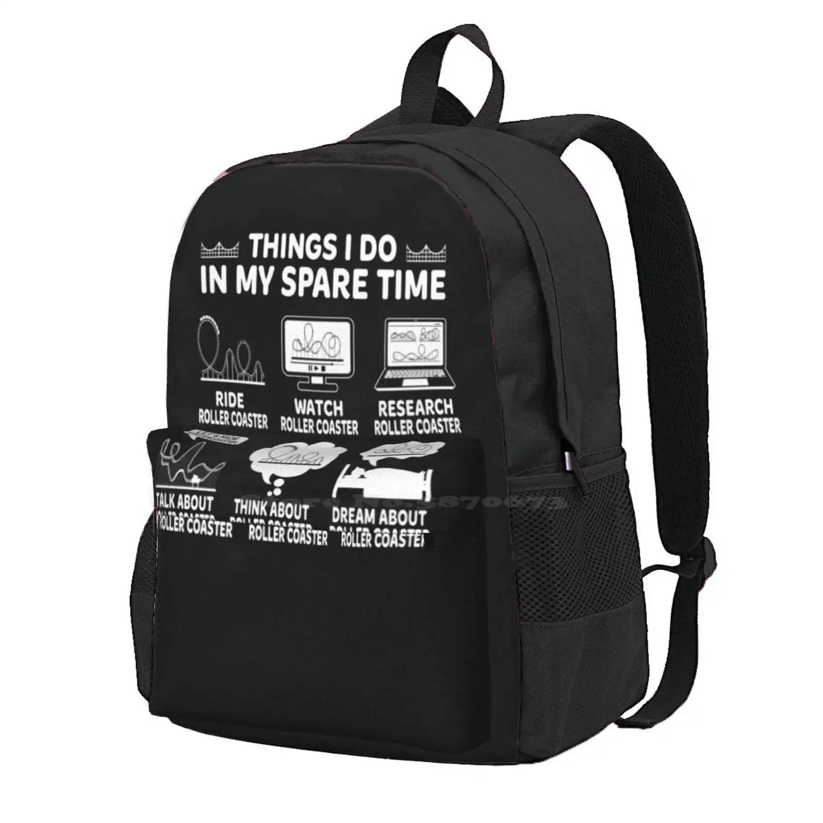 Things I Do In My Spare Time Rollercoaster Funny Roller Coaster Lover Hot Sale Schoolbag Backpack Fashion Bags Things I Do In