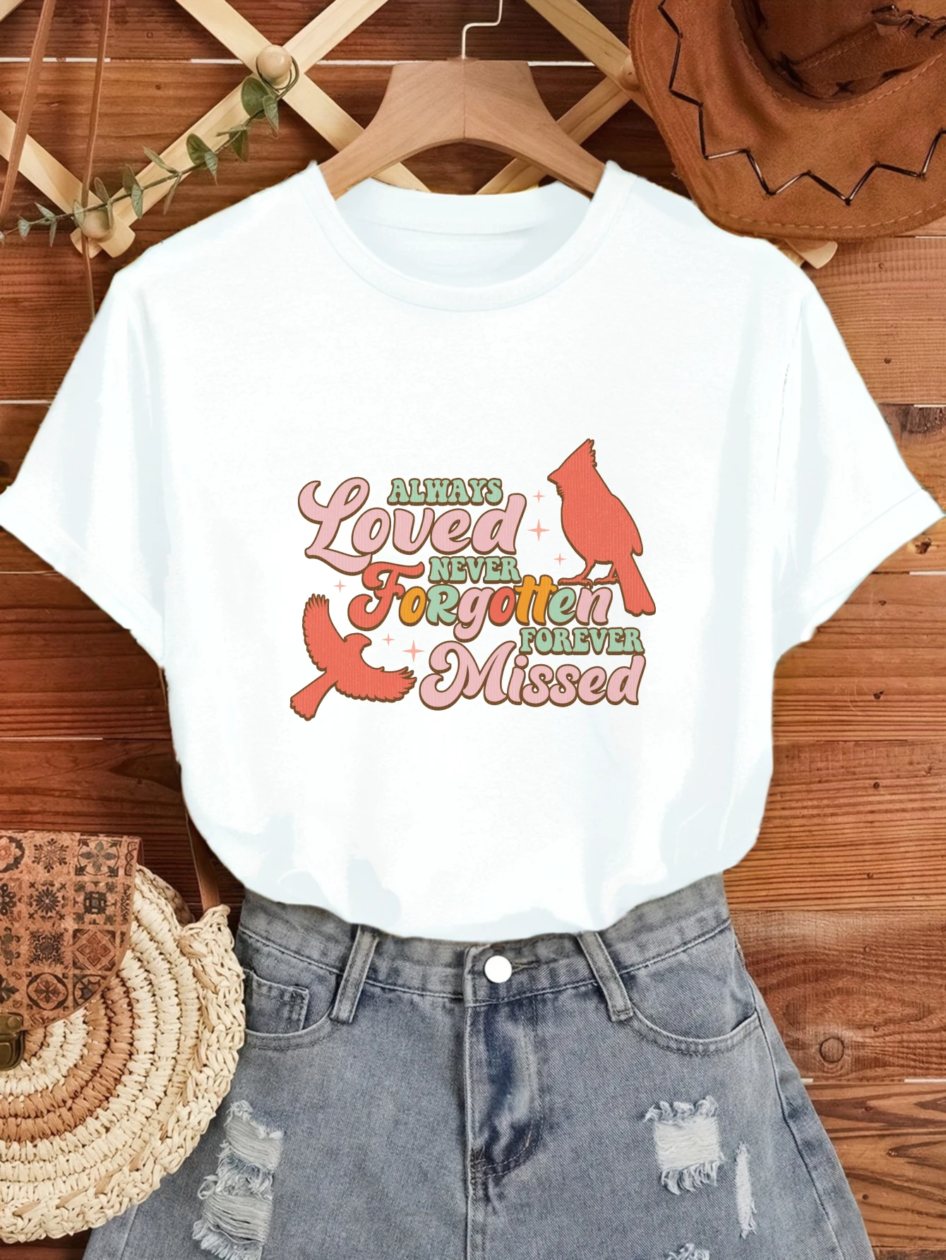 2025 Rode mandarijneend graffiti print tops Dames Casual Zomer T-shirt Junior Comfortabele Tee Trendy Top voor Vrouwen Onder 24 tee