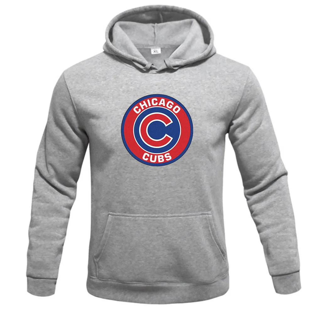 \'Chicago CUBS\' Men\'s Autumn Winter Fleece Hoodie Casual Sports Outdoor Fitness Slim Hoodie Men\'s Fashion Hot Sale Letter Print