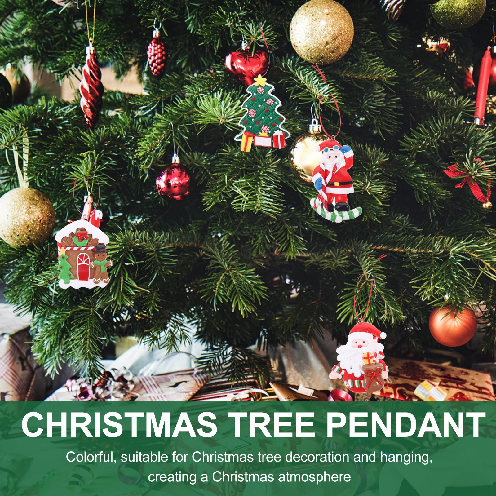 

4pcs Christmas Tree Ornaments Mini Hanging Decorations Holiday Home Party Craft Pendants Xmas Decor Tree Window Door Handle